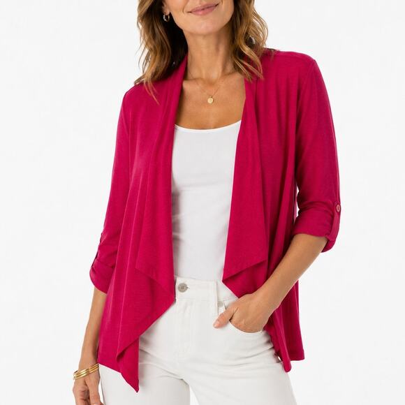 Talbots Sweaters - NWOT Talbots Open Draped Cardigan Sweater Fuchsia Pink Size M